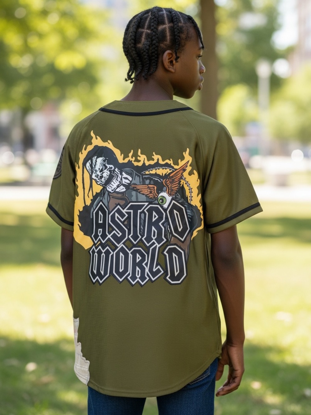 NWT Cactus Jack Astroworld Baseball Jersey Travis Scott Street Youth L Adult S